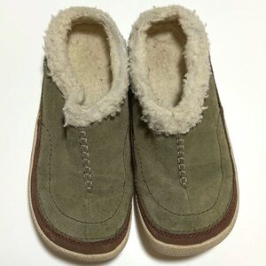 Merrell size 3 moss green suede shearling spirit Tibet slide shoes slippers